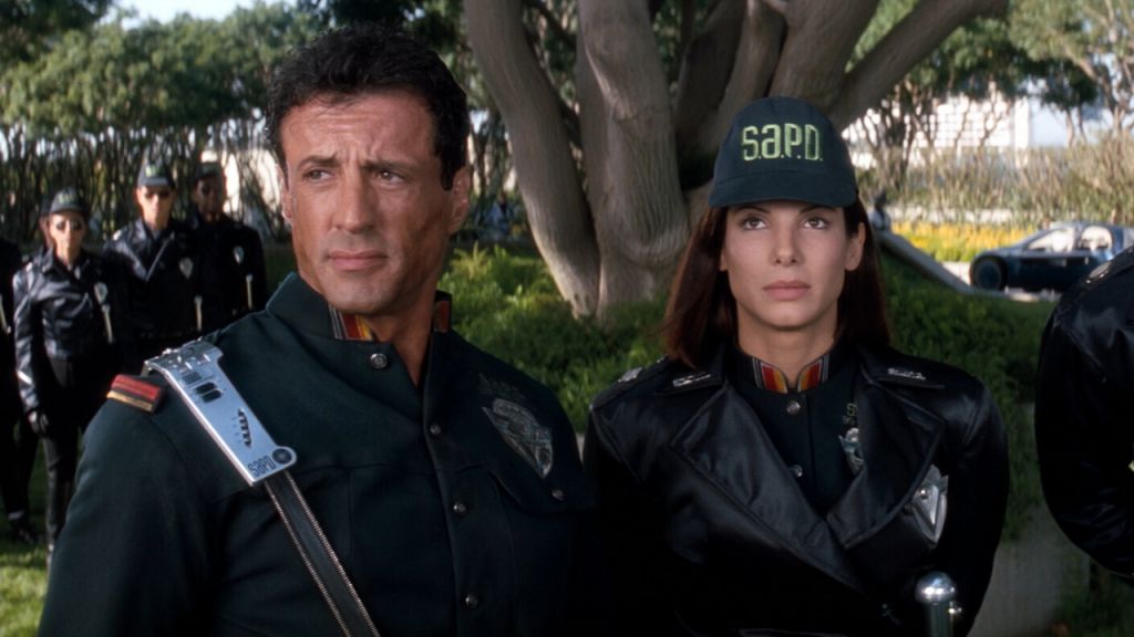 Sylvester Stallone and Sandra Bullock in Demolition Man
